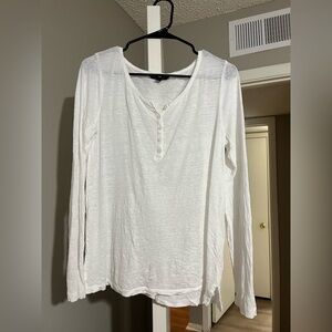 Banana Republic White Long Sleeve Henley Top